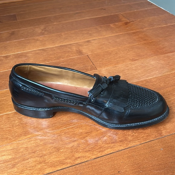 Allen Edmonds Cody Men\'s Black Woven Leather Tassel Loafers Size 12 D main image 2